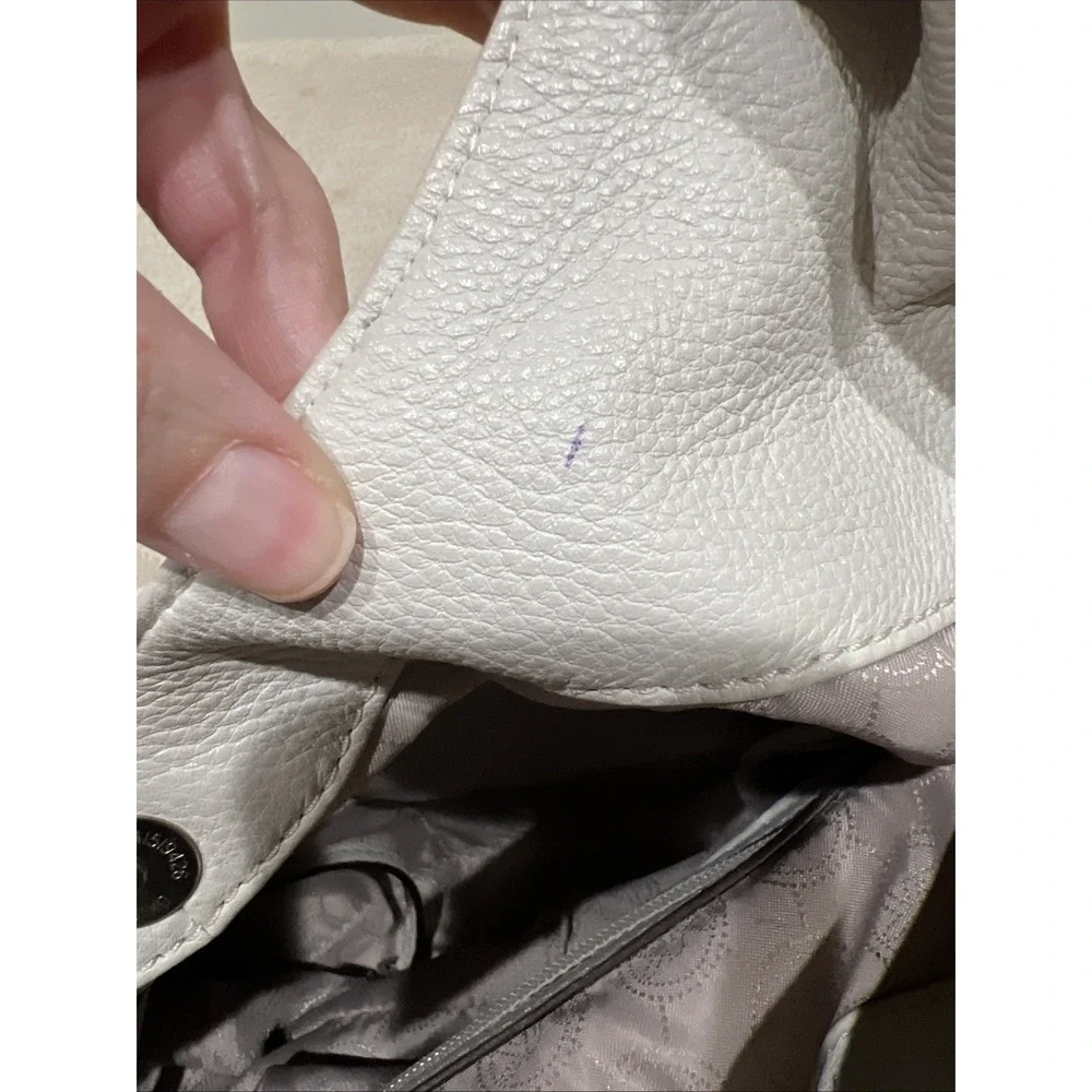 Michael Kors Layton Pebbled Leather Shoulder Bag Hobo Cream Large Designer Boho‎